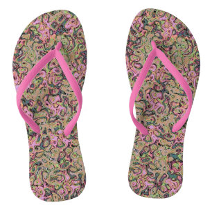 Victorian Marble Pink Beige Print Design Flip Flops