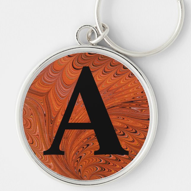 Victorian Marbled Paper Personalised Initial Key Ring (Front)
