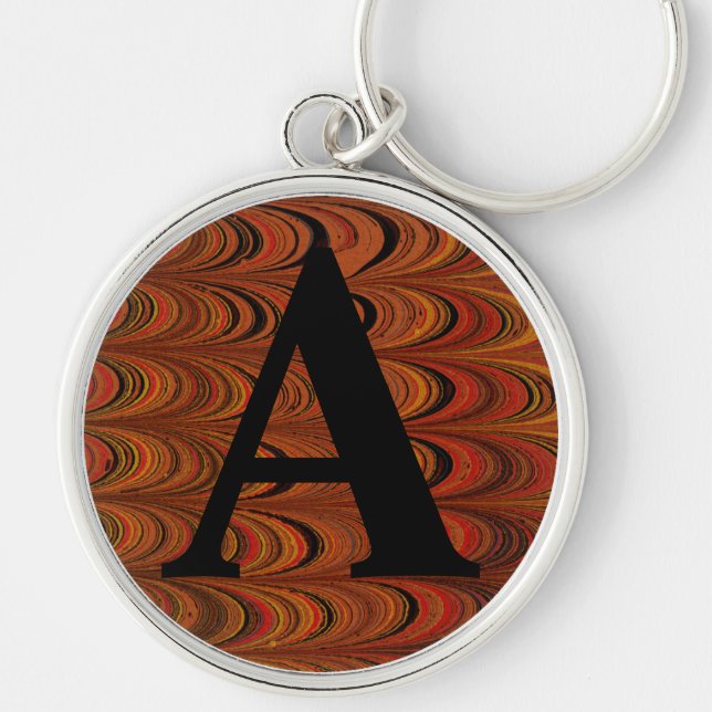 Victorian Marbled Paper Personalised Initial Key Ring (Front)
