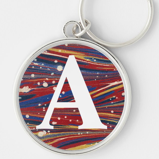 Victorian Marbled Paper Personalised Initial Key Ring (Front)