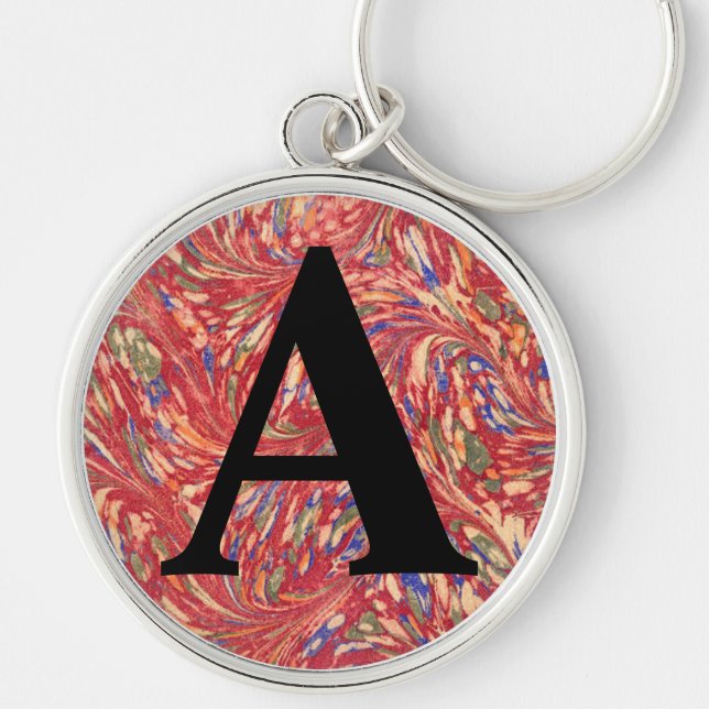 Victorian Marbled Paper Personalised Initial Key Ring (Front)