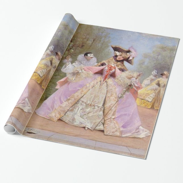 Victorian Masquerade Ball Mardi Gras Party Wrapping Paper (Unrolled)
