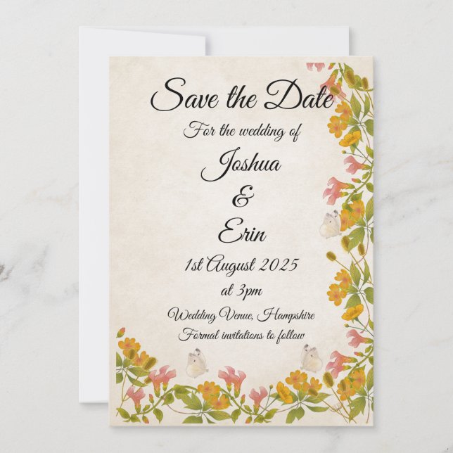 Victorian Meadow Save The Date (Front)