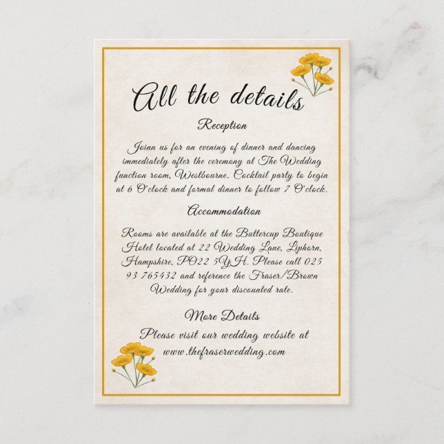 Victorian Meadow yellow - enclosure card (Front)