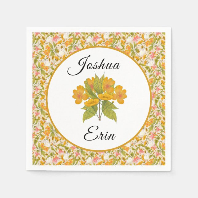 Victorian Meadow yellow napkin (Front)