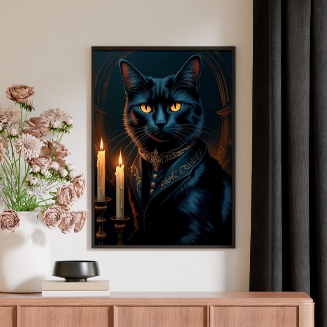  Victorian Mediaeval Black Cat Gallery Art Poster (Creator Uploaded)