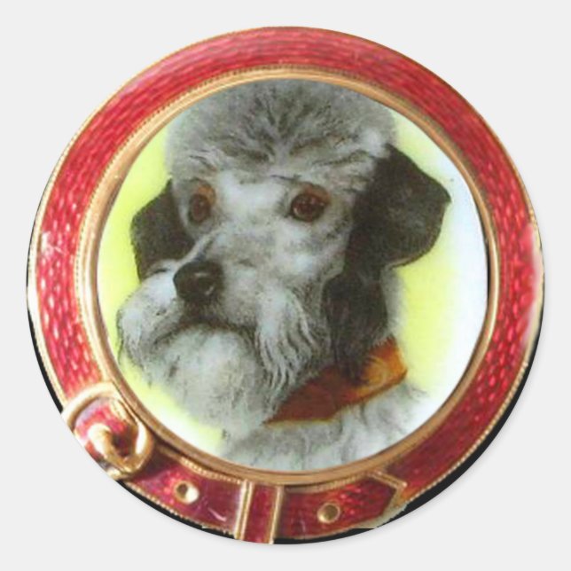 VICTORIAN MINIATURE DOG PORTRAITS Airedale Terriee Classic Round Sticker (Front)