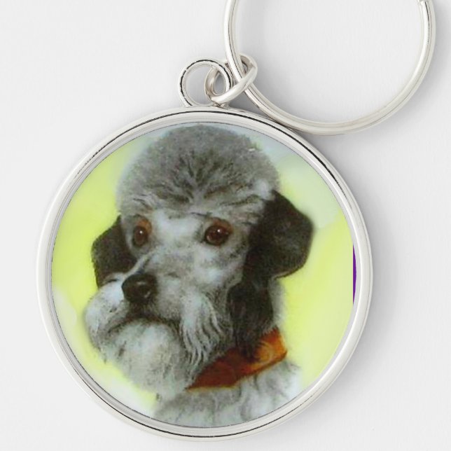VICTORIAN MINIATURE DOG PORTRAITS AIREDALE TERRIER KEY RING (Front)