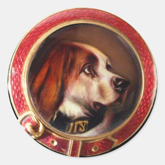 VICTORIAN MINIATURE DOG PORTRAITS Bloodhound Classic Round Sticker (Front)