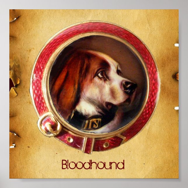 VICTORIAN MINIATURE DOG PORTRAITS Bloodhound Poster (Front)