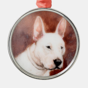 VICTORIAN MINIATURE DOG PORTRAITS Bull Terrier Metal Tree Decoration