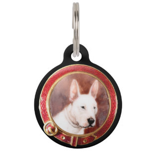 VICTORIAN MINIATURE DOG PORTRAITS Bull Terrier Pet Tag