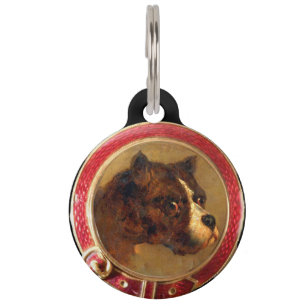 VICTORIAN MINIATURE DOG PORTRAITS Bulldog Pet Tag