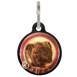 VICTORIAN MINIATURE DOG PORTRAITS Bulldog Pet Tag
