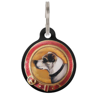 VICTORIAN MINIATURE DOG PORTRAITS Fox Terrier Pet Tag
