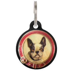 VICTORIAN MINIATURE DOG PORTRAITS French Bulldog Pet Tag