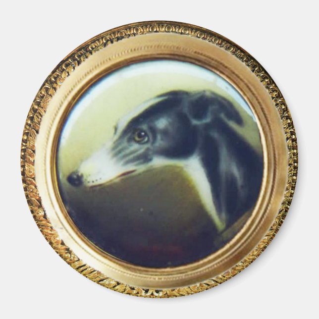 VICTORIAN MINIATURE DOG PORTRAITS Irish Greyhound Magnet (Front)