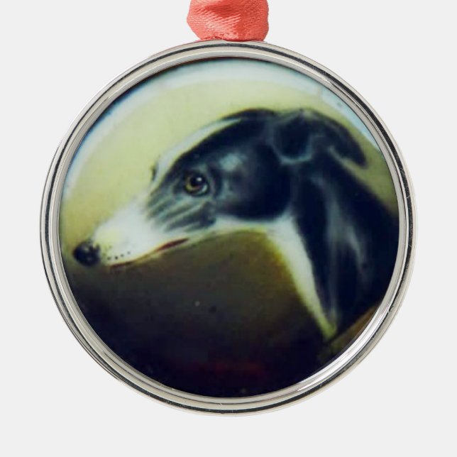 VICTORIAN MINIATURE DOG PORTRAITS Irish Greyhound Metal Tree Decoration (Front)