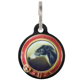 VICTORIAN MINIATURE DOG PORTRAITS Irish Greyhound Pet Tag