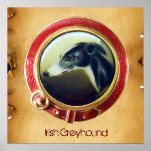 VICTORIAN MINIATURE DOG PORTRAITS Irish Greyhound Poster