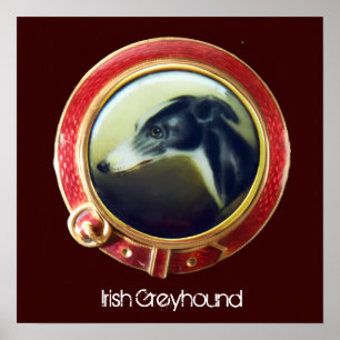 VICTORIAN MINIATURE DOG PORTRAITS Irish Greyhound Poster