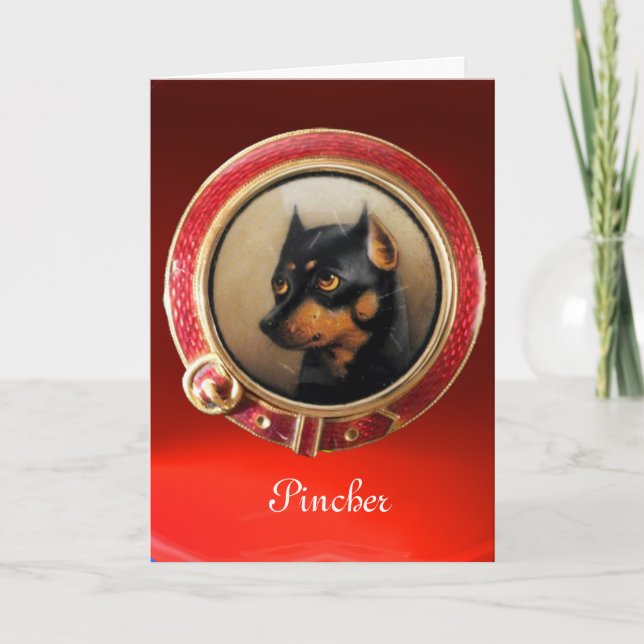 VICTORIAN MINIATURE DOG PORTRAITS  Pincher Holiday Card (Front)