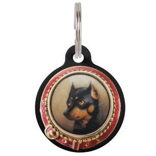 VICTORIAN MINIATURE DOG PORTRAITS Pincher Pet Tag