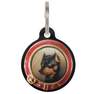 VICTORIAN MINIATURE DOG PORTRAITS Pincher Pet Tag