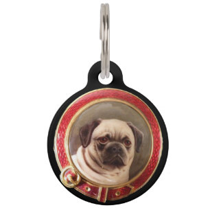 VICTORIAN MINIATURE DOG PORTRAITS Pug Pet Tag