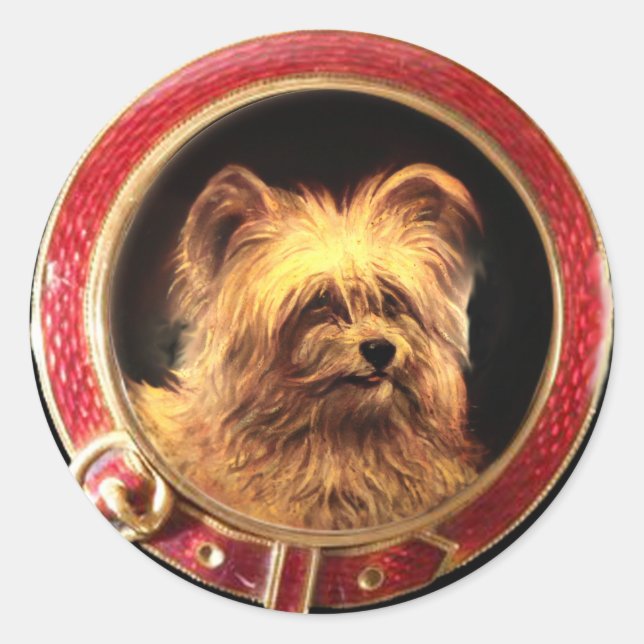 VICTORIAN MINIATURE DOG PORTRAITS Skye Terrier Classic Round Sticker (Front)