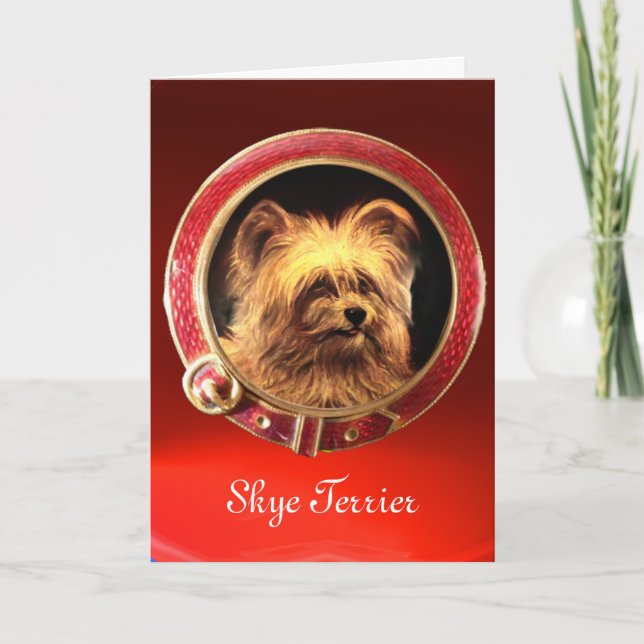 VICTORIAN MINIATURE DOG PORTRAITS Skye Terrier Holiday Card (Front)
