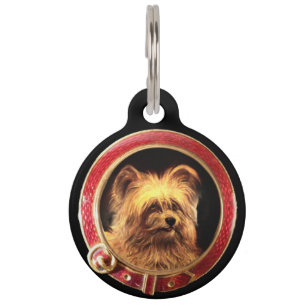 VICTORIAN MINIATURE DOG PORTRAITS Skye Terrier Pet Tag
