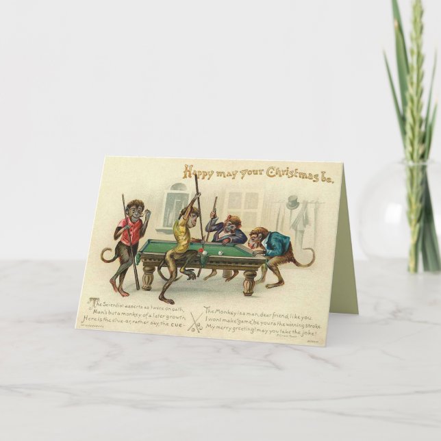 Victorian Monkey Christmas Card (Front)