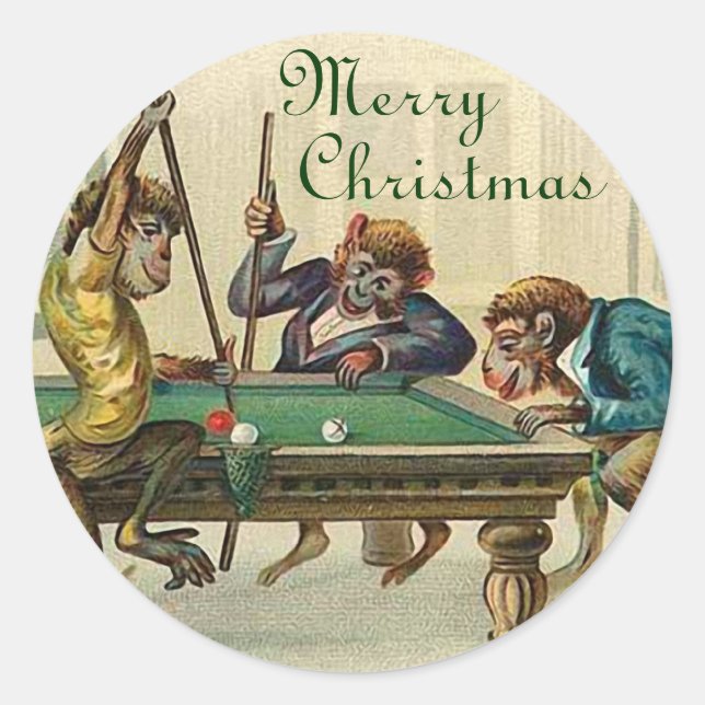 Victorian Monkey Christmas sticker (Front)