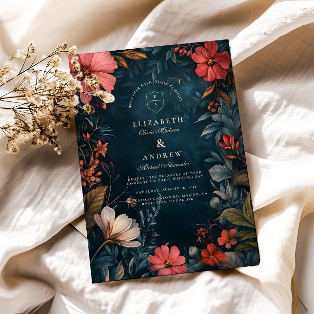 Victorian Moody Floral Wedding Invitation (Creator Uploaded)