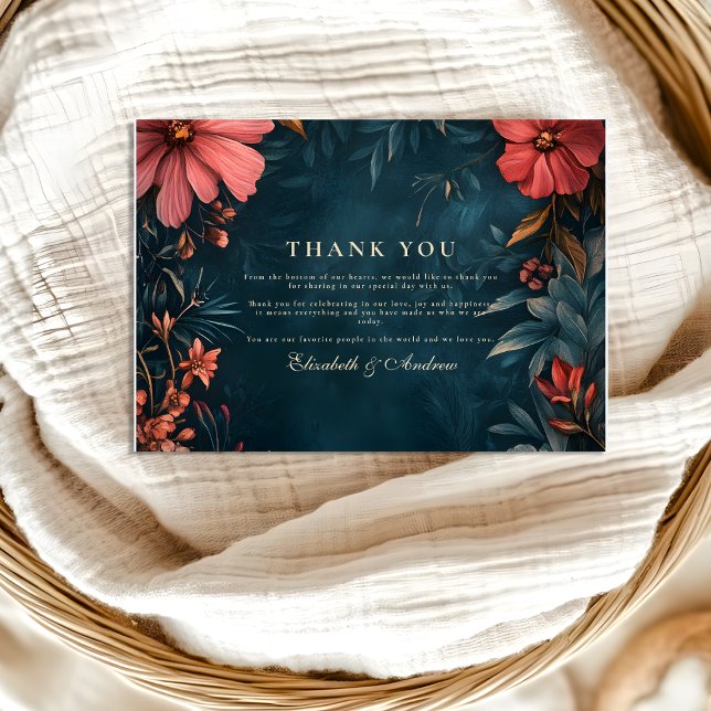 Victorian Moody Floral Wedding Thank You Card (Creator Uploaded)
