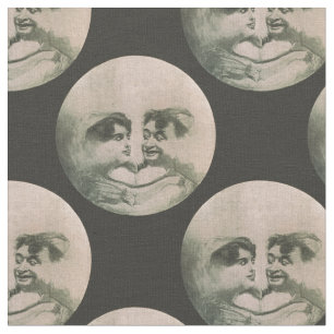 victorian moon faces optical illusion fabric
