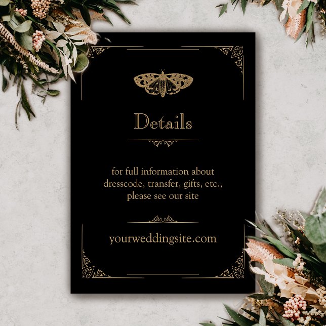 Victorian Moth Elegant Gothic Wedding Enclosure Card (Gothic moth enclosure card)
