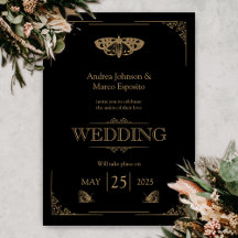 Victorian Moth Elegant Gothic Wedding Invitation