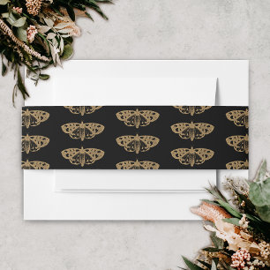 Victorian Moth Elegant Gothic Wedding Invitation Belly Band