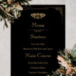 Victorian Moth Elegant Gothic Wedding Menu<br><div class="desc">Make your non traditional wedding special with customisable gothic wedding menus. Perfect for a Halloween wedding or Hallowedding, this mystical design with moth symbols will leave your guests speechless. If you are a couple that loves tattoos, rock and roll wedding aesthetics, and gothic weddings — this wedding reception menu is...</div>