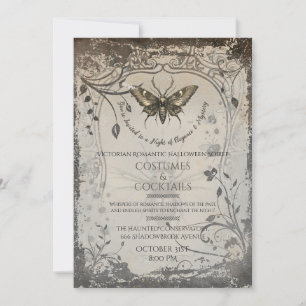 Victorian Moth Gothic Halloween Party Soirée Invitation