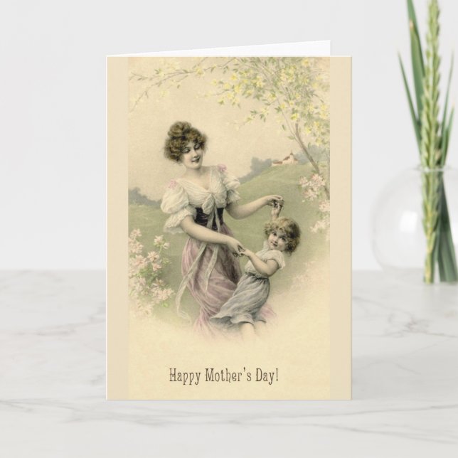 Victorian Mother and Child Mother's Day Card (Front)
