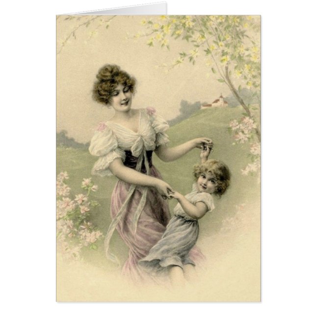 Victorian Mother and Child Note Card (Front)