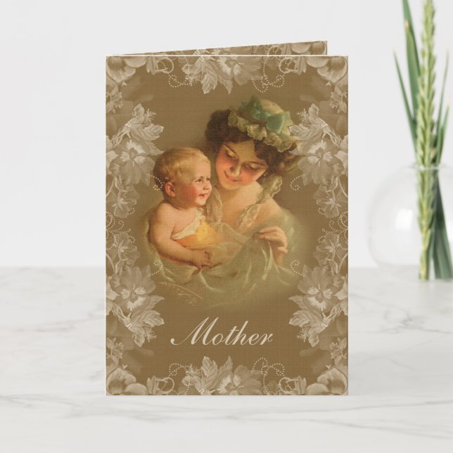 Victorian Mother & Child Vintage Mothers Day Card (Front)