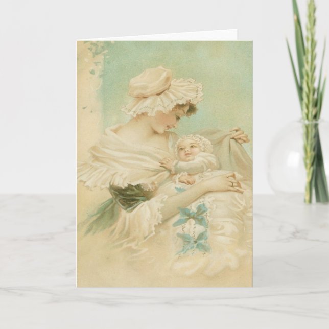 Victorian Mother Holding Child Mother's Day Card (Front)