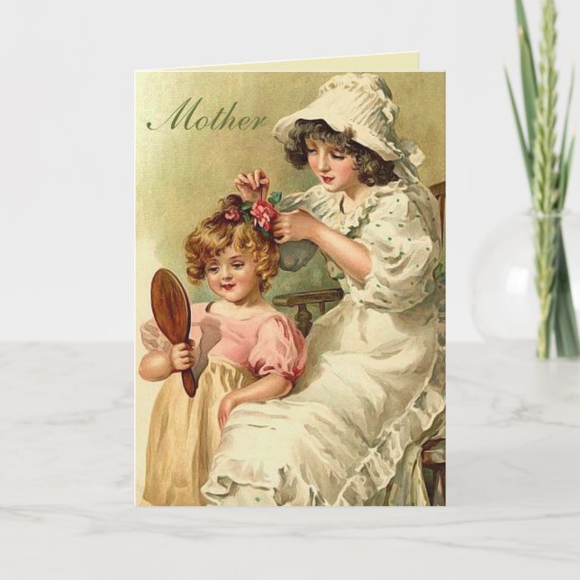 Victorian Mother & Little Girl Mothers Day Card (Front)
