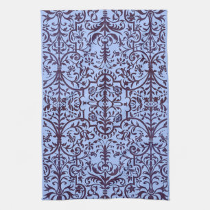 Victorian motif in blue tea towel