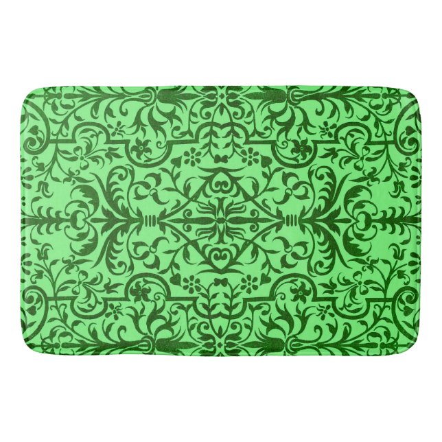 Victorian motif in green bath mat (Front)