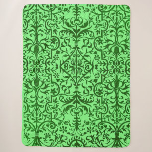 Victorian motif in green sherpa blanket
